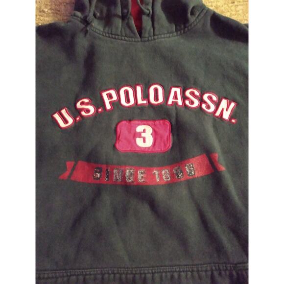 US Polo Assn. Hoodie Mens 2XL Blue Hooded Sweatshirt Cotton Hood Spell Out - Picture 2 of 14